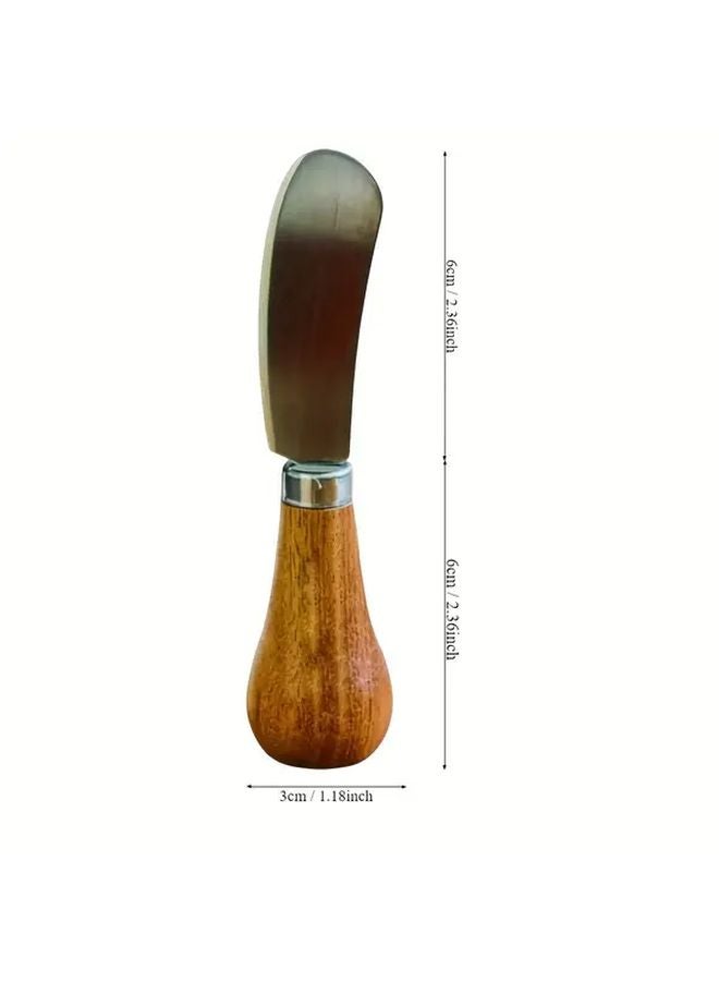 Wooden Handle Stainless Steel Cheese Spreader Heavy Duty Ergonomic Grip For Kitchen Restaurant - Image 3
